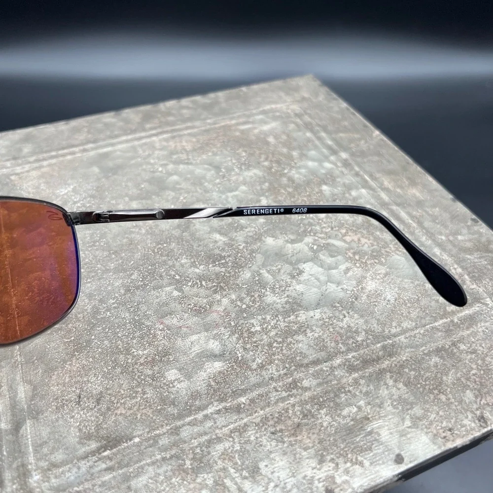Serengeti 6408 Aviator Sunglasses Gunmetal Metal Frame Rose Lens Japan Mens